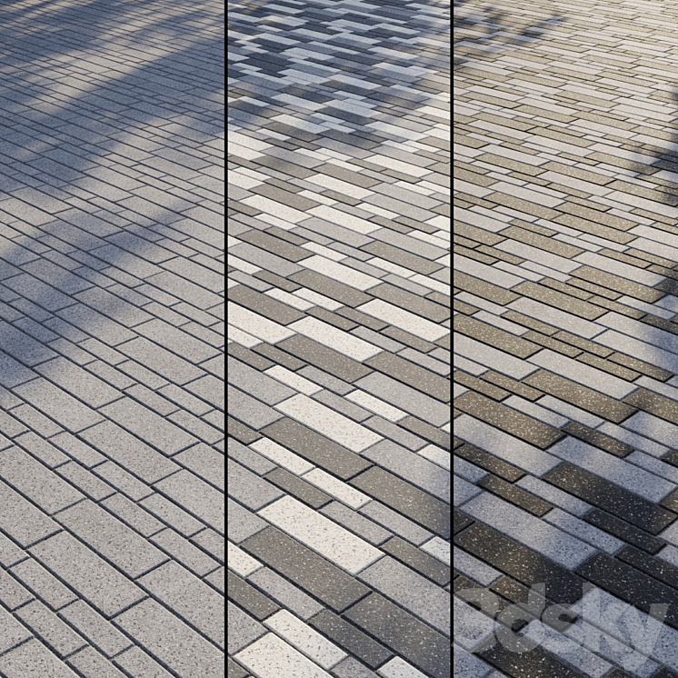 Granite paving slabs Type 11 3DS Max - thumbnail 1