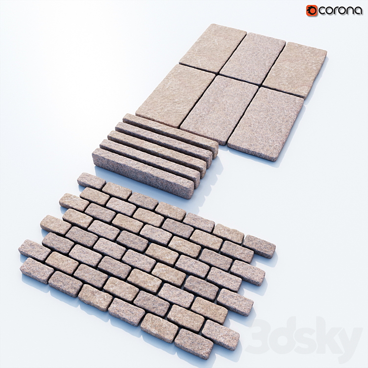 Granite paving stones 3DS Max - thumbnail 1