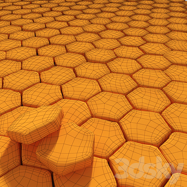 Old paving hexagon 3DS Max Model - thumbnail 3