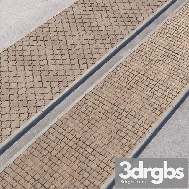 Paving 2 Sidewalk Options with Road Set 13 3dsmax Download - thumbnail 1