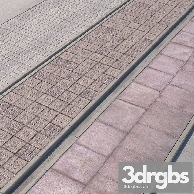 Paving 3 Variants of Pavement with Road Set 3 3dsmax Download - thumbnail 1