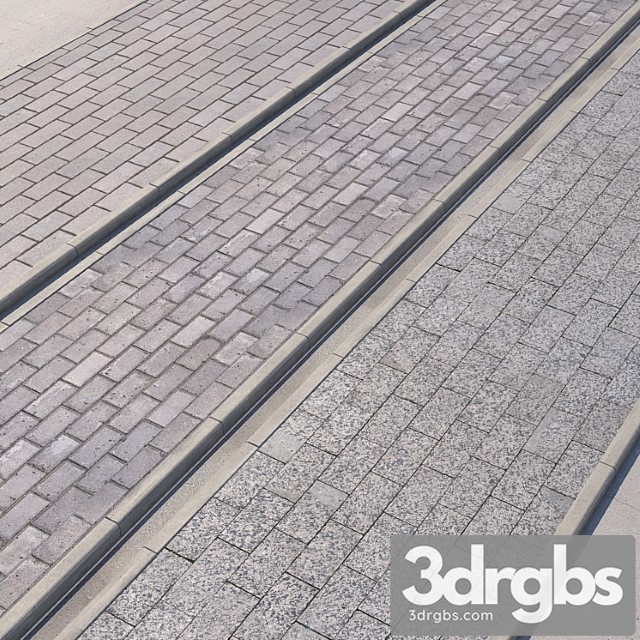 Paving 3 Variants of Pavement with Road Set 4 3dsmax Download - thumbnail 1