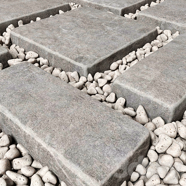 Paving and pebble _ Pebble paving 3ds Max - thumbnail 1