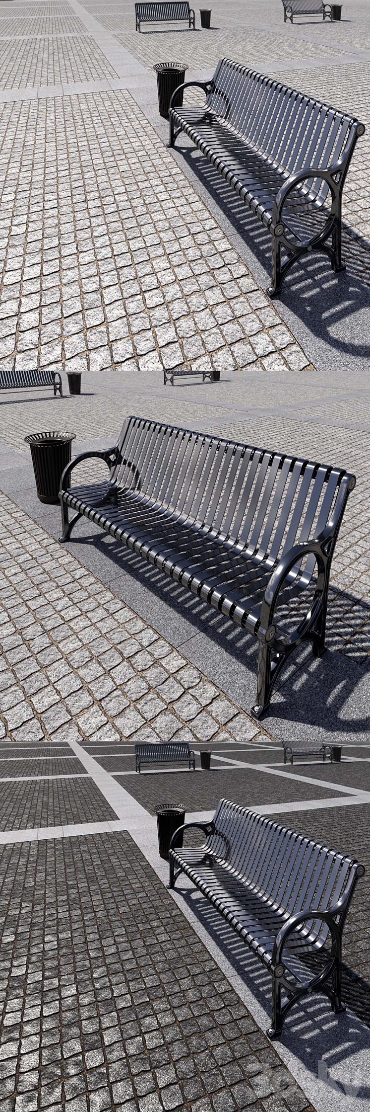 Paving granite damage regular HR \/ street furniture 04 3DS Max - thumbnail 2