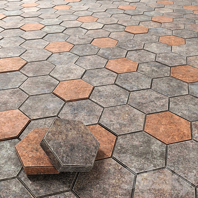 Paving hexagon _ Hexagonal Cobbles 3ds Max - thumbnail 1