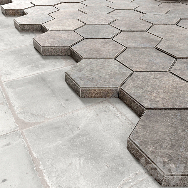 Paving hexagon _ Hexagonal Cobbles 3ds Max - thumbnail 3