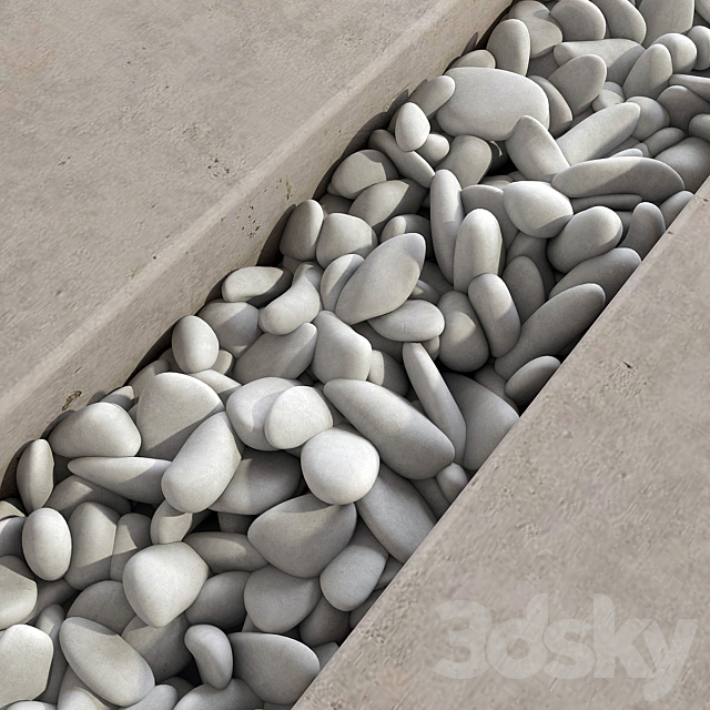 Paving long line plate pebble n1 _ Paving long line plate with pebbles 3DS Max Model - thumbnail 4