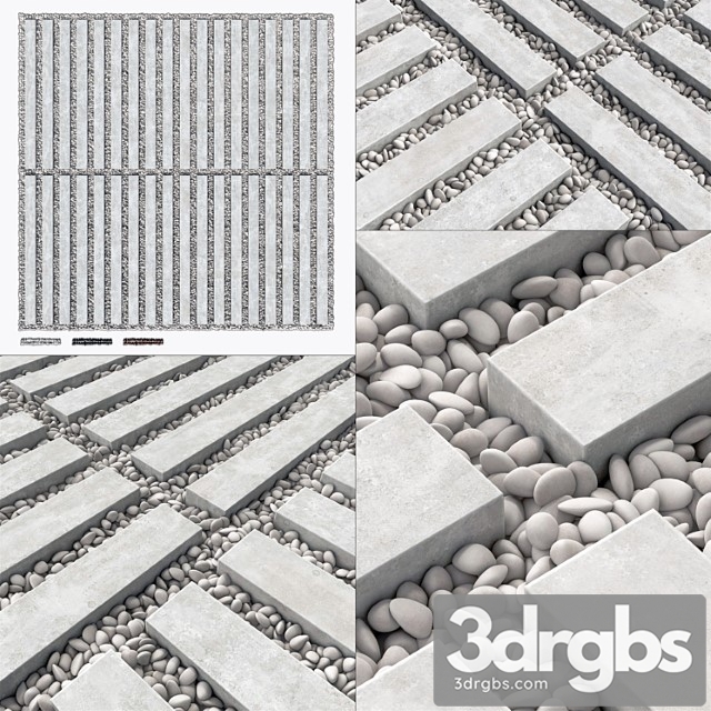 Paving Long Tile With Pebbles No 7 3dsmax Download - thumbnail 1