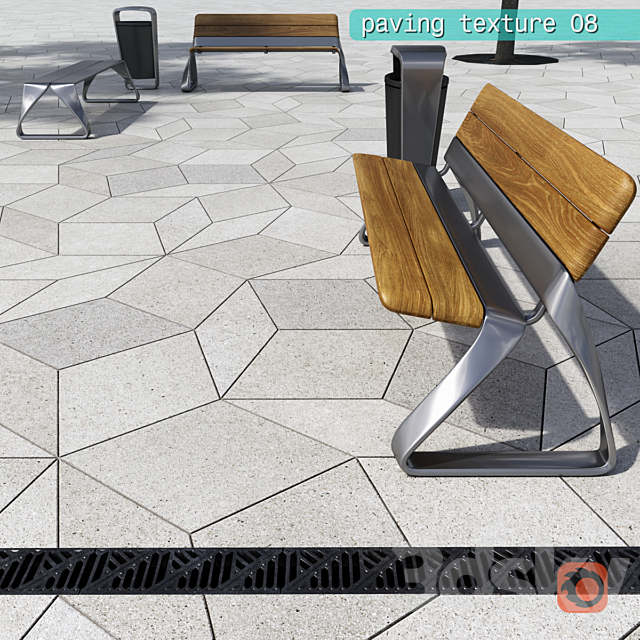 Paving rombic HR _ street furniture 08 3ds Max - thumbnail 1