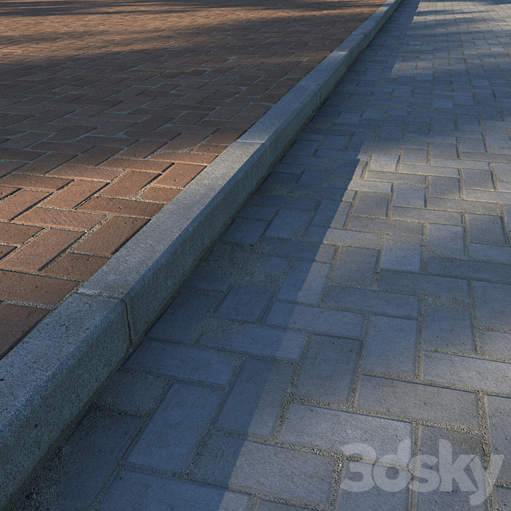 Paving slabs and curb (curb) 3DS Max - thumbnail 1