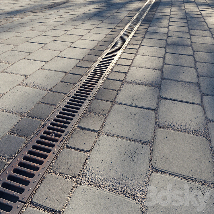 Paving slabs and storm grate 3DS Max - thumbnail 1