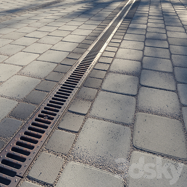 Paving slabs and storm grate 3DSMax File - thumbnail 1