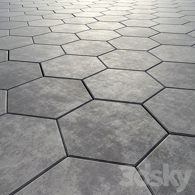 Paving stone hexagon 3DS Max Model - thumbnail 2