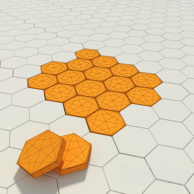 Paving stone hexagon 3DS Max Model - thumbnail 3