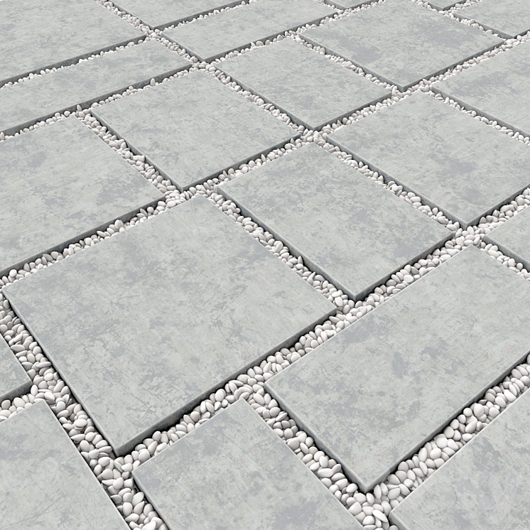 Paving tile pebble low oval n5 3DS Max - thumbnail 1