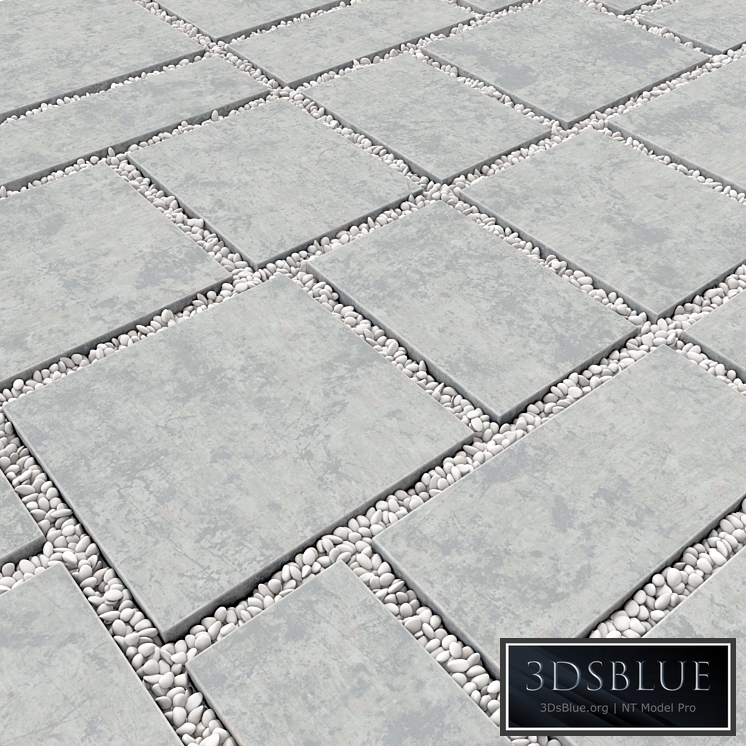 Paving tile pebble low oval n5 3DS Max - thumbnail 3