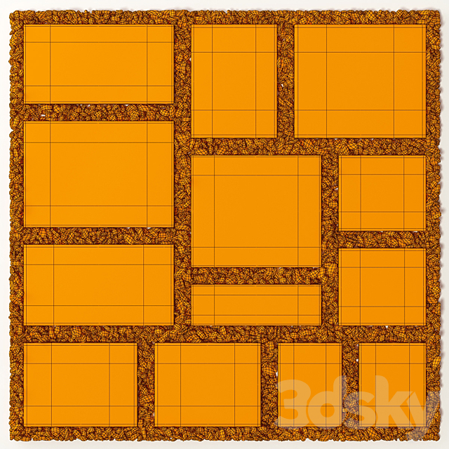 Paving tile square pebble n2 _ Paving tile square of pebble slabs 3DS Max Model - thumbnail 5