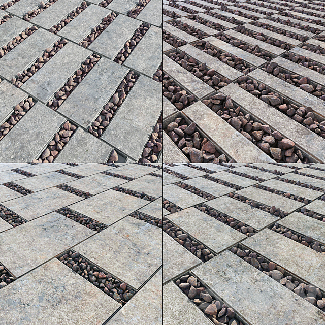 Paving title gravel _ Paving slabs with gravel 3ds Max - thumbnail 1