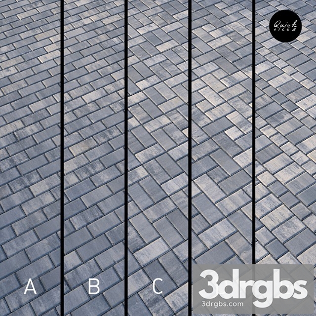 Set of 5 materials of colorful paving stones 3dsmax Download - thumbnail 1