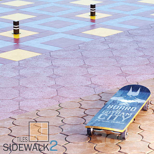 Sidewalk Tiles 2 _ Paving Tiles 2 3DS Max Model - thumbnail 1