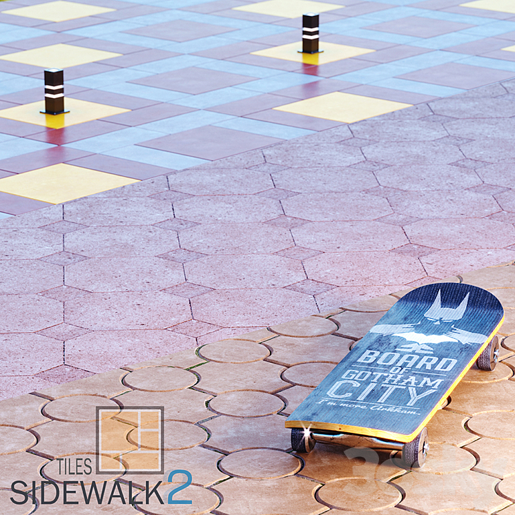 Sidewalk Tiles 2 \/ Paving Tiles 2 3DS Max - thumbnail 1