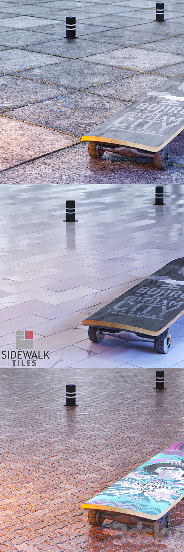 Sidewalk Tiles _ Paving Tiles 3ds Max - thumbnail 2