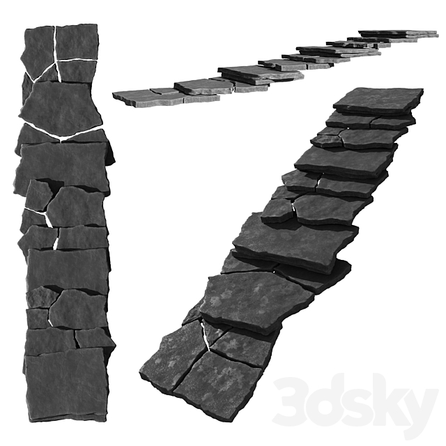 Slate staircase 3DS Max Model - thumbnail 2