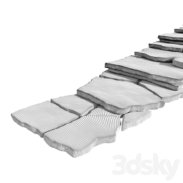 Slate staircase 3DS Max Model - thumbnail 3