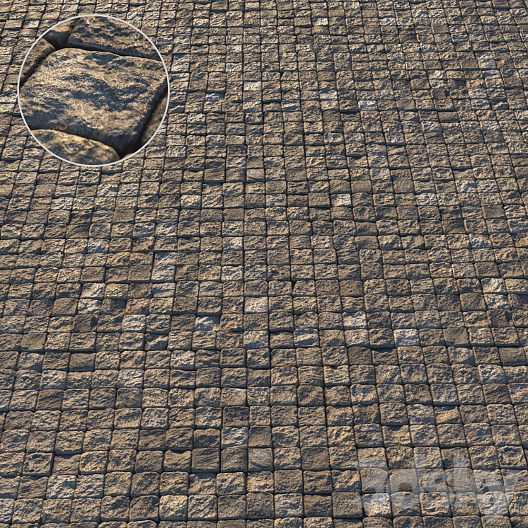 Square paving slab material 02 3DS Max - thumbnail 1