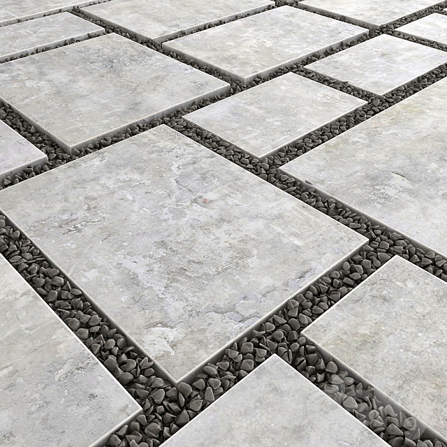 Square pebble _ Square of slabs with pebbles 3ds Max - thumbnail 1