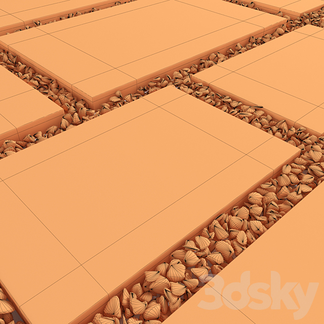 Square pebble _ Square of slabs with pebbles 3ds Max - thumbnail 3