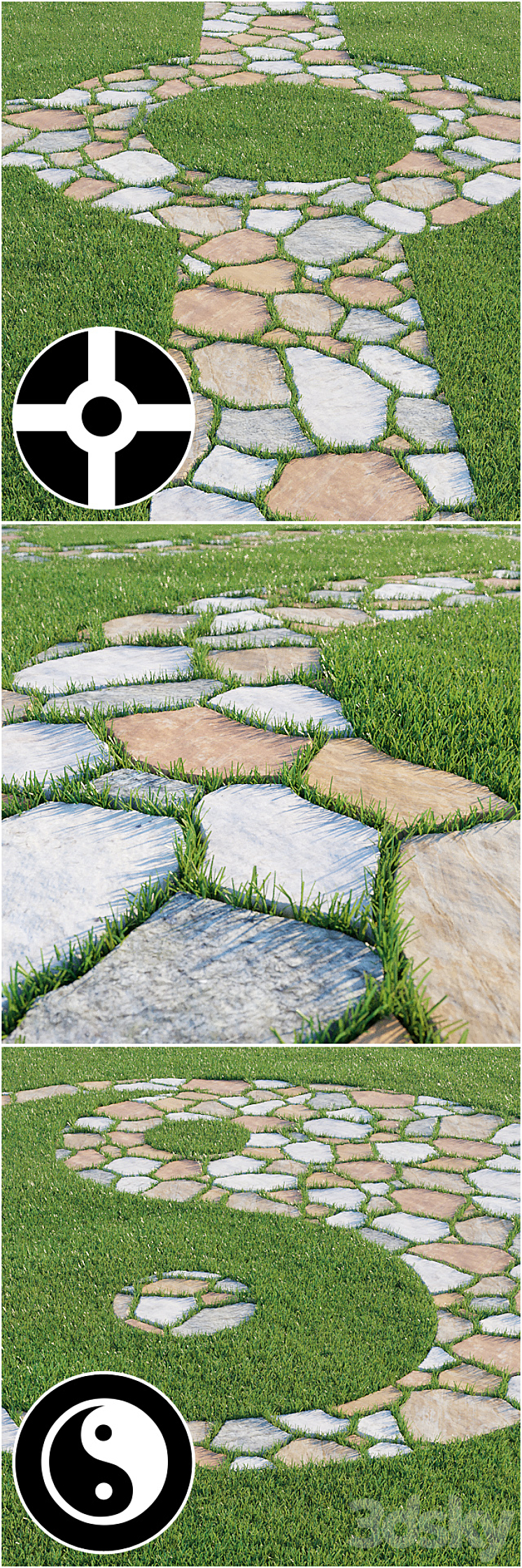 Stone path | Lawn 3DS Max - thumbnail 2