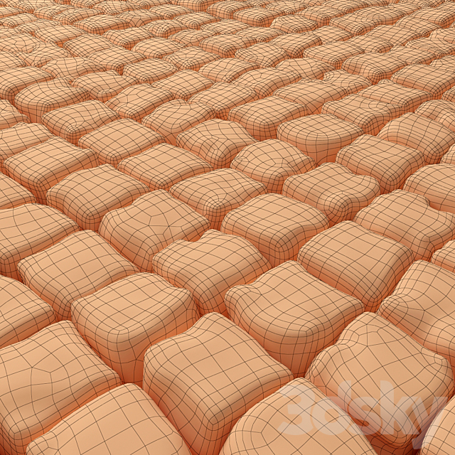 The old square pavers 3DS Max Model - thumbnail 3