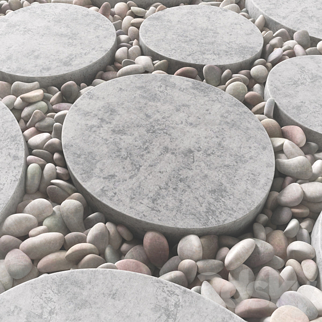 Tile square oval pebble n1 _ Square oval slabs with pebbles 3DS Max Model - thumbnail 2