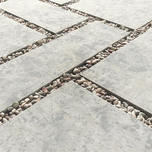 Tile square pebble low 2 n1 _ Pebble slabs 3ds Max - thumbnail 2