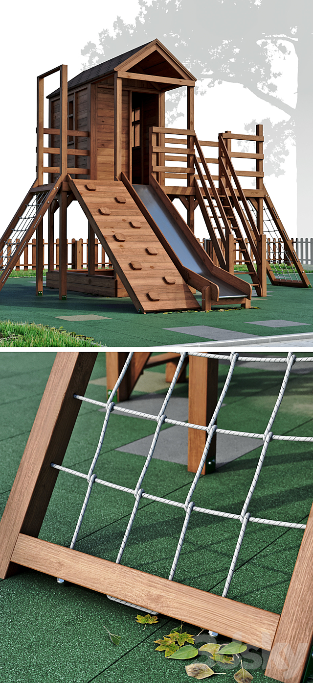 Children playground “Forest House”. Playground 3ds Max - thumbnail 3