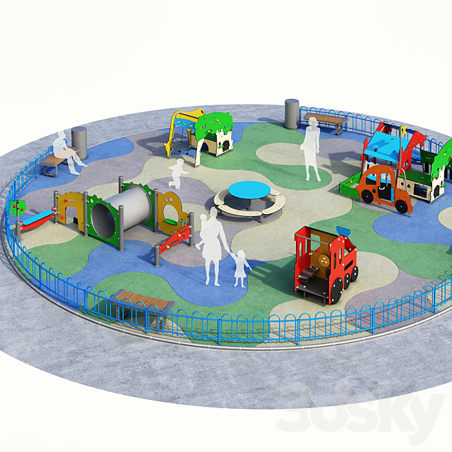 Children playground Kompan. Playground 3DS Max Model - thumbnail 2