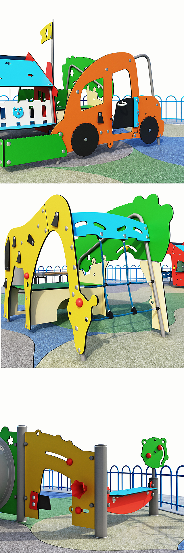 Children playground Kompan. Playground 3DS Max Model - thumbnail 3