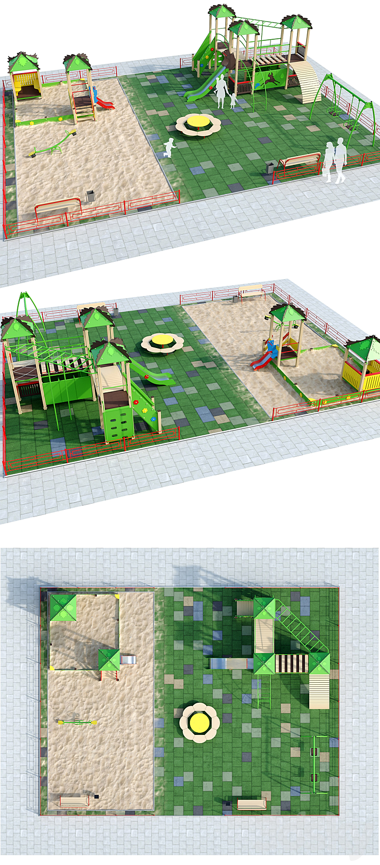 Children playground with a large sandbox 3DS Max - thumbnail 2