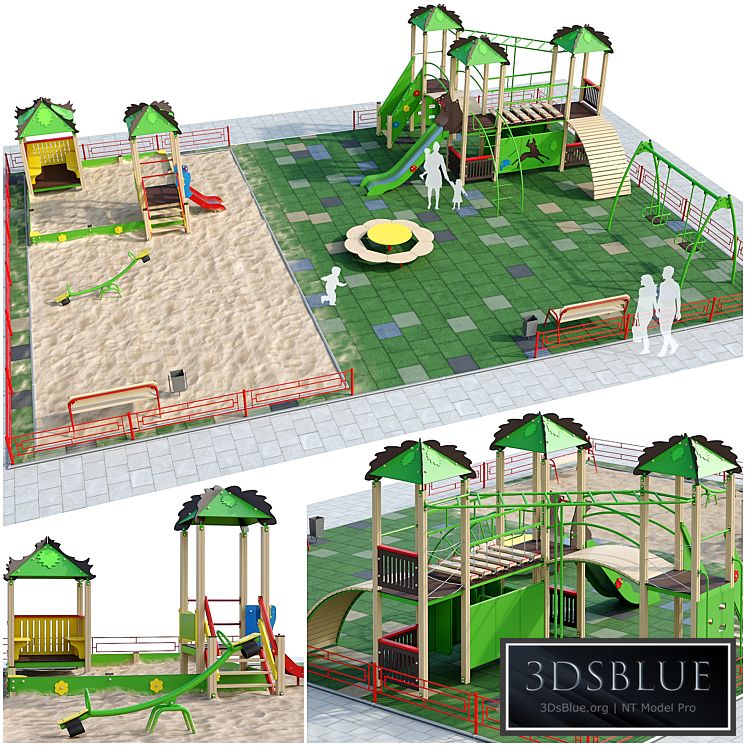 Children playground with a large sandbox 3DS Max - thumbnail 3