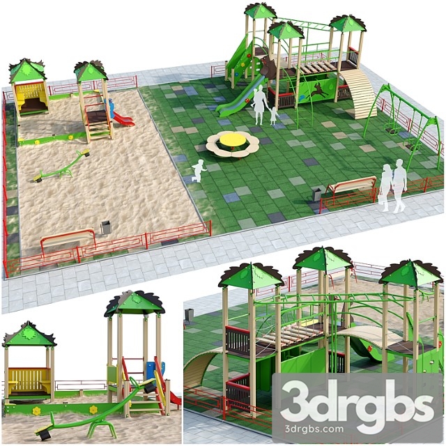 Children playground with a large sandbox 3dsmax Download - thumbnail 1