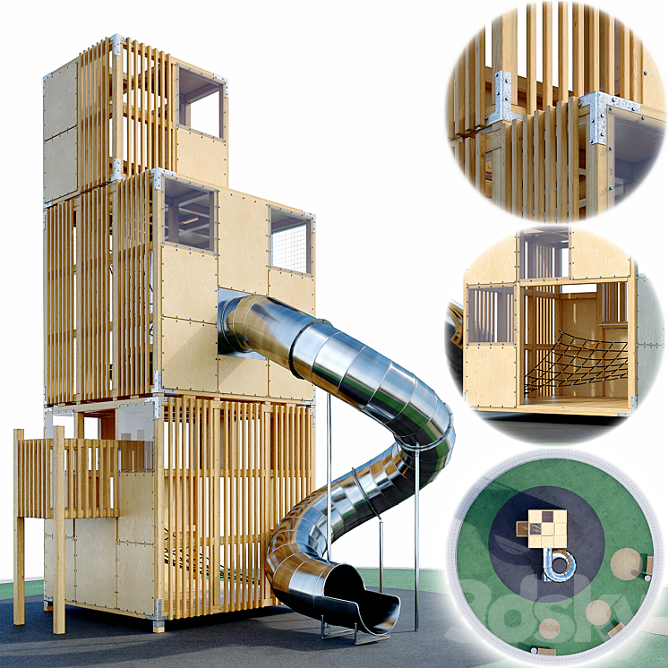 Children’s play complex Tower. Playground 3DS Max - thumbnail 1