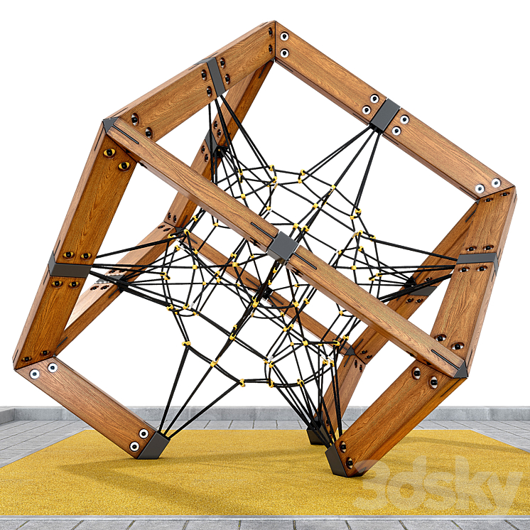 Children’s play rope complex Cube. Playground 3DS Max - thumbnail 1