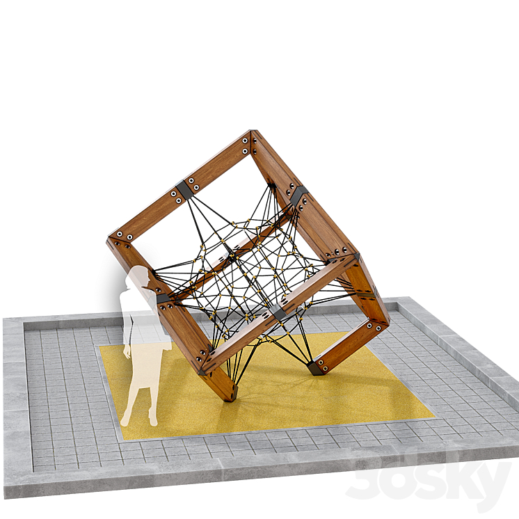 Children’s play rope complex Cube. Playground 3DS Max - thumbnail 2