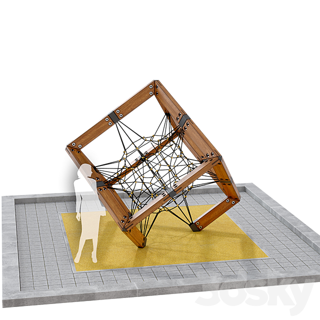 Children’s play rope complex Cube. Playground 3DS Max Model - thumbnail 2