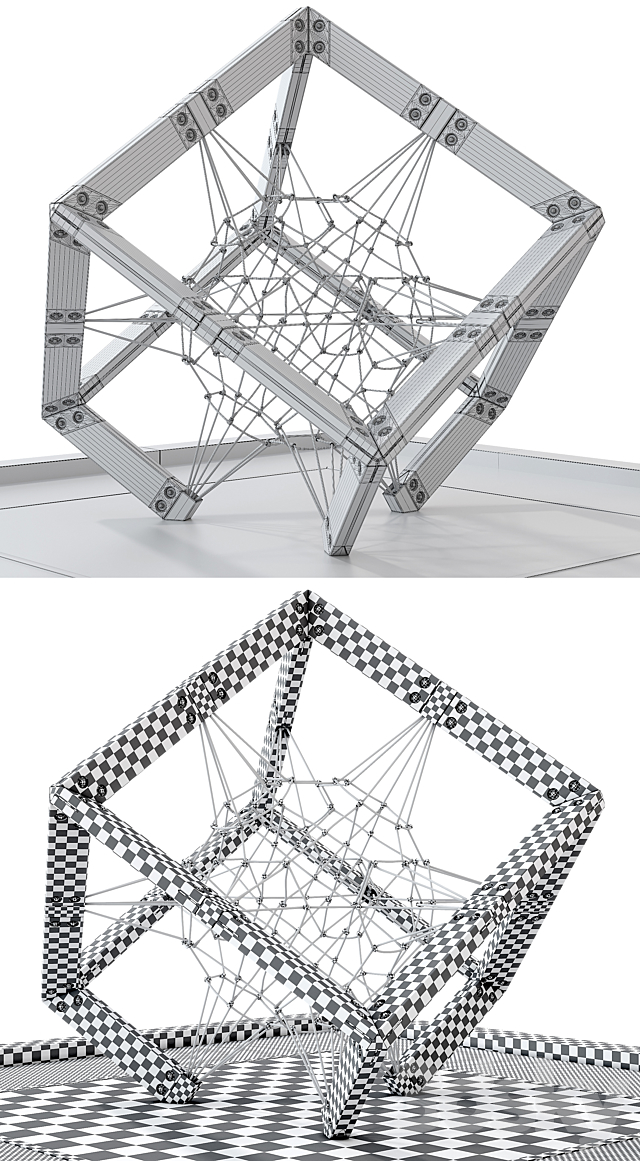 Children’s play rope complex Cube. Playground 3DS Max Model - thumbnail 7