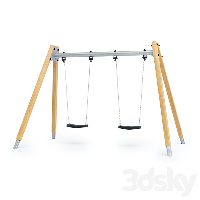 Double swing Kompan 3DS Max Model - thumbnail 2