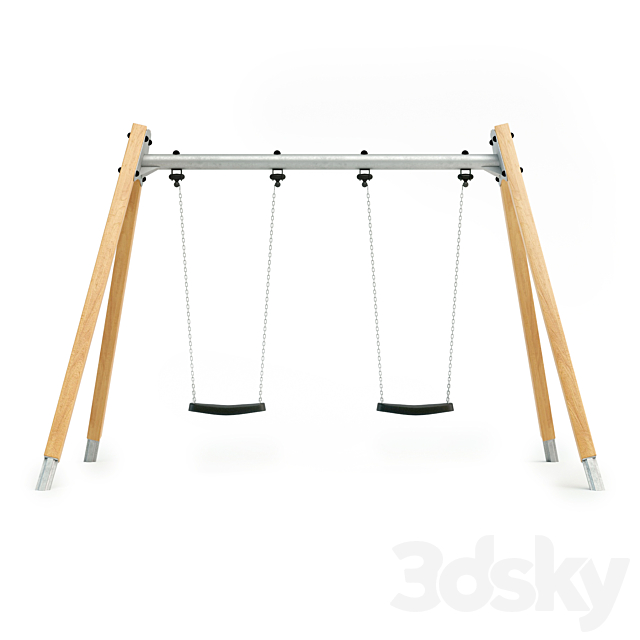 Double swing Kompan 3DS Max Model - thumbnail 3