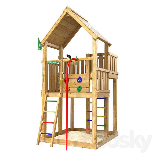 Jungle Gym Climbing Frame for Small Garden – Jungle Palace Fireman’s Pole 3ds Max - thumbnail 1