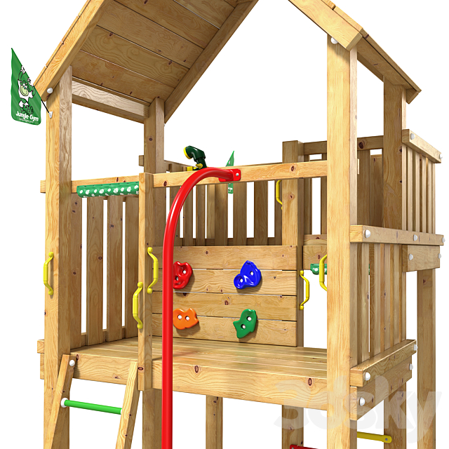 Jungle Gym Climbing Frame for Small Garden – Jungle Palace Fireman’s Pole 3ds Max - thumbnail 3